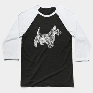 Scottie Dog Lover Line Art Illustration Scottish Terrier Baseball T-Shirt